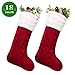 LimBridge Christmas Stockings, 2 Pack 18 inches Large Cable Knit Knitted Faux Fur Cuff, Xmas Rustic Personalized Stocking Decorations for Family Holiday Season Decor, White or Burgundy