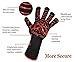 Fire Resistant Gloves Fire Pit 932°F Heat Resistant - BBQ Gloves for Barbecue Kitchen Outodor Cooking Baking Fireplace Accessories with 2 Free Mini Oven Mitts (One Size, Black/Red)