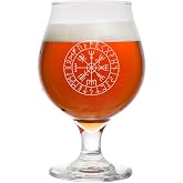 16 oz Belgian Beer Tulip Glass Stemmed Beer Glass Vegvisir Viking Navigation Compass