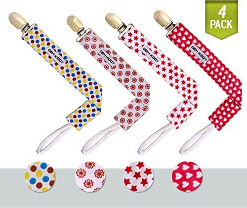 Pacifier Clip 4 Pack - Best Teething Ring Holder for Girls - Baby Shower Gift
