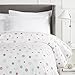 Amazon Brand – Pinzon Cotton Flannel Duvet Cover - King, Falling Snowflake Merlot