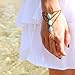 OCTCHOCO 2Pcs Turquoise Arm Bracelet Drop Tassels Upper Arm Chain Armlet Armband with Ring Chain Bracelet