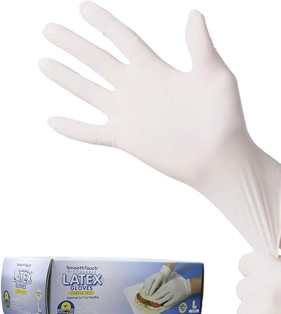 Disposable Latex Gloves, Powder Free, Smooth Touch, Food