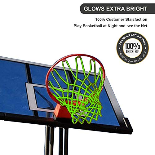 ETCBUYS 1 Glow in The Dark Basketball & 1 Heavy Duty Net Replacement -2 Pack- Outdoor Net and Basketball Hoop Accessories, Standard Regulation Size for Outside Basketball Rims, Kids Backboard and Rim