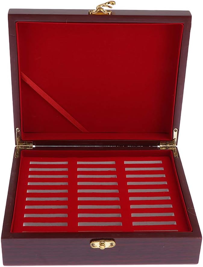 Dailymall Wooden Box Case Storage for 30 Coins 46mm, Military Coin