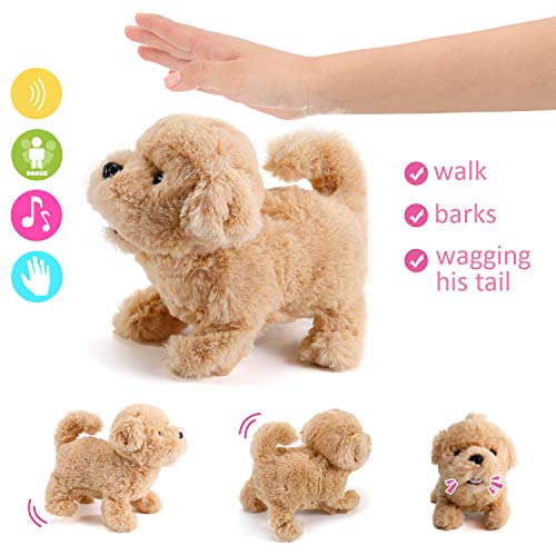 Liberty Imports Plush Golden Retriever Toy Puppy Electronic Interactive Pet Dog Walking