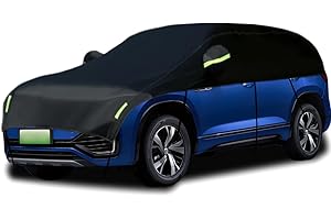 Guuffe Half Car Cover Car Cover for Sunshade Half Car Body Cover Snow Cover Waterproof Universal Black 210D with Cotton (SUV)