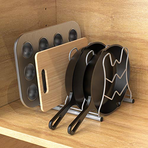 DecoBros Kitchen Counter and Pan Organizer Shelf Rack, Silver