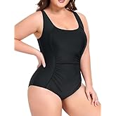 BeautyIn Plus Size Swimsuit for Women Adjustable Straps & Tummy Control Ruched Bathing Suit