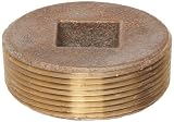 Anderson Metals Brass Threaded Pipe Fitting, Countersunk Plug with Square Drive, 1" Male