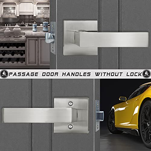Hade Lion Passage Square Door Handles Without Lock, Easy to Install