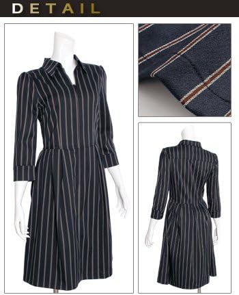 Amazon Co Jp レジメンタルストライプブラウスワンピ L 服 ファッション小物