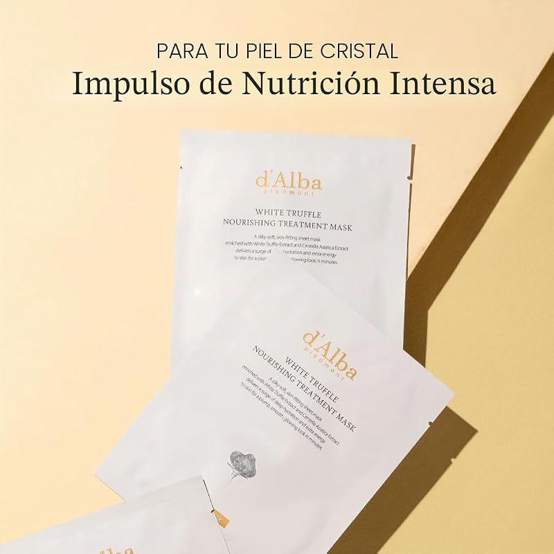 d'alba Mascarilla de tratamiento nutritiva con trufa blanca italiana, mascarilla vegana, nutritiva y calmante para pieles secas y cansadas, skincare coreano (5 piezas)