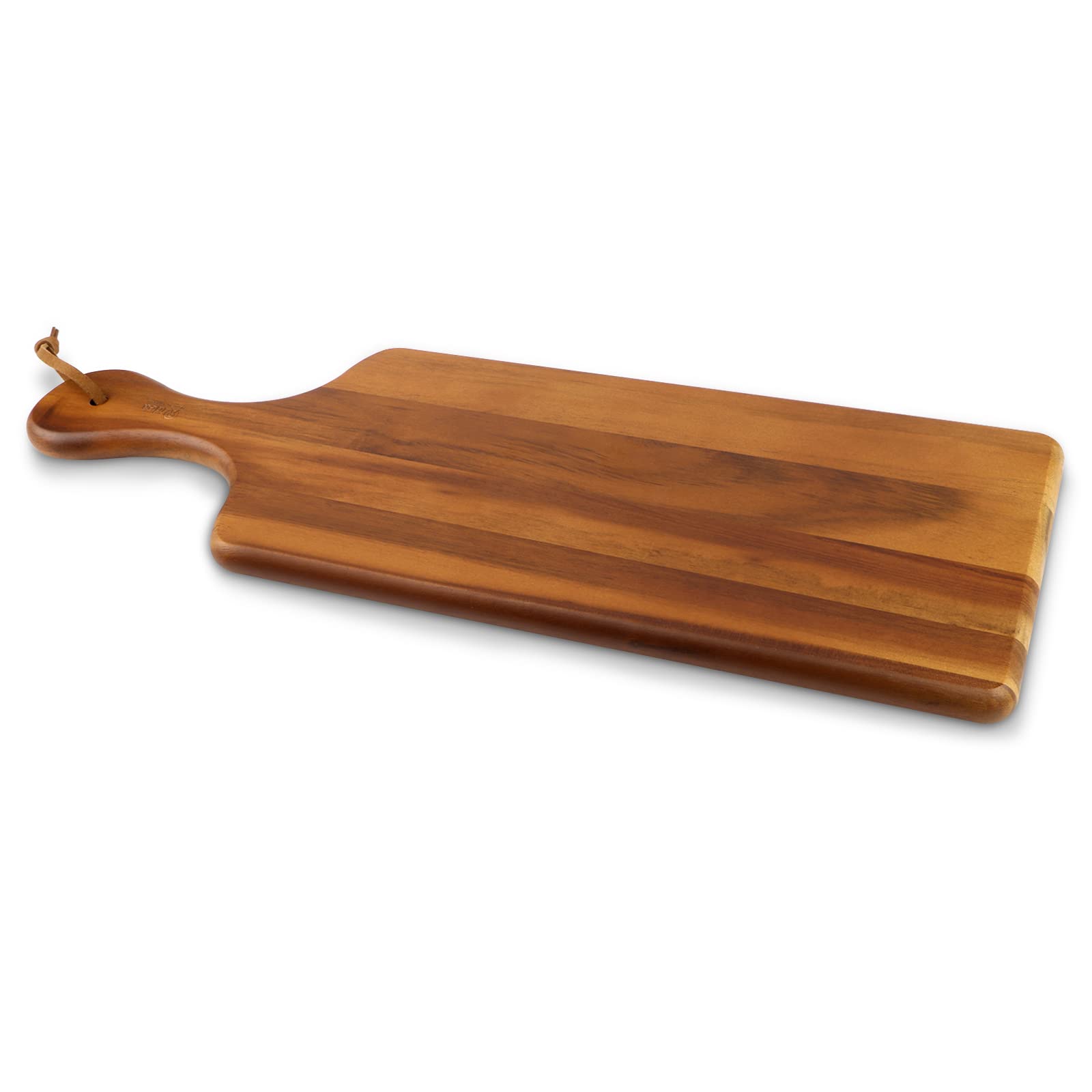 Photo 1 of AIDEA Acacia Wood Cutting Board with Handle, Wooden Cheese Board Charcuterie Boards for Bread, Meat, Fruits, Cheese and Serving, Food Serving Tray for Kitchen, 17 x 6 inch