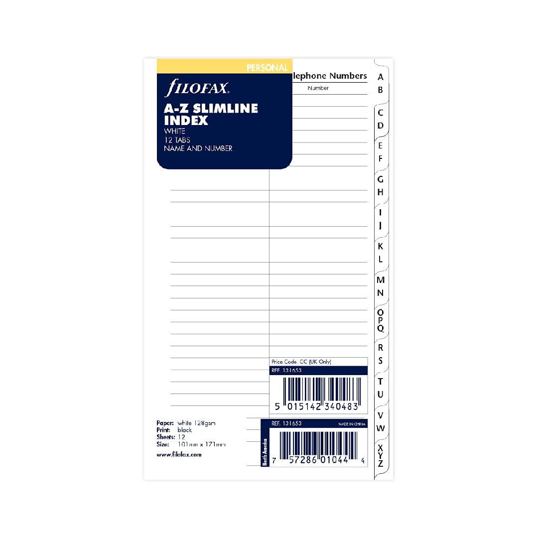 Personal A-Z slim index white name & tel — image 1