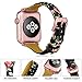 Wearlizer Slim Floral Leather Compatible with Apple Watch Band 38mm 40mm for iWatch SE Womens Black Red Flower Strap Replacement Beauty Cute Wristband (Rose Gold Clasp) Series 6 5 4 3 2 1 Sport