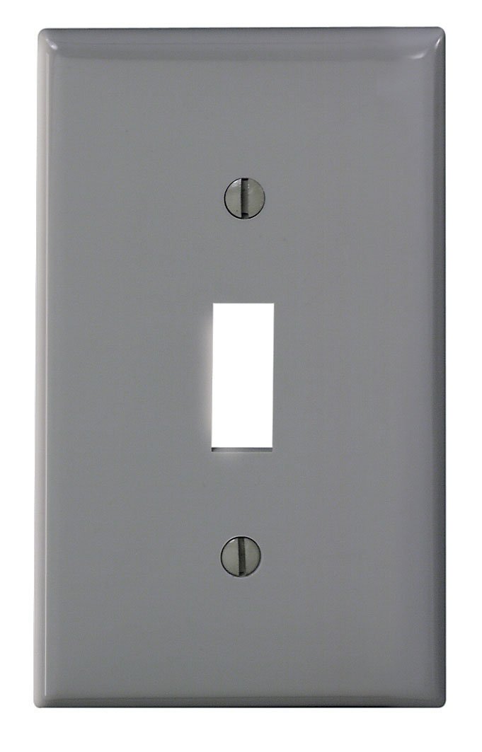 Photo 1 of Leviton 1-Gang Toggle Device Switch Wallplate, Standard Size, Thermoplastic Nylon, Device Mount, 80701-GY, Gray