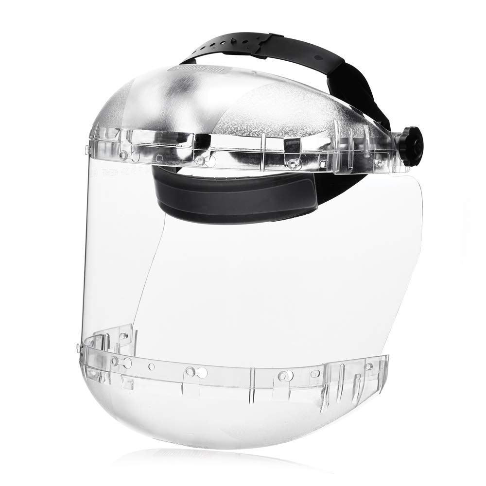 Sellstrom Dual Crown Safety Face Shield with Ratchet Headgear, Clear Tint, Uncoated, Clear, S38410