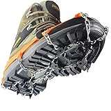 YUEDGE 18 Teeth Claws Stainless Steel Chain Crampons Non-slip Shoes Cover Outdoor Ski Ice Snow Hiking Climbing Traction Cleats Ice Grippers