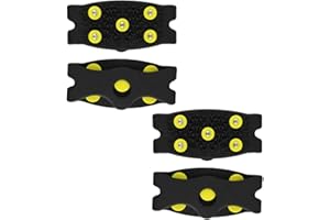 Ipetboom 2 Pairs Yellow 5-Spike Anti-Slip Shoe Covers Slip-on Ice Grippers with Traction Cleats for Outdoor