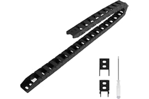 LMioEtool R18 10mm x 15mm(Inner H x Inner W) Black Plastic Cable Wire Carrier Drag Chain 1M Length for CNC, with End Connectors - Bridge Type (Non-openable)