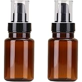 erioctry 2 PCS 120ml 4oz Amber Plastic Travel Bottles Leakproof Pump Bottles Lotion Emulsion Dispenser Jar Cosmetics Containers with Black Pump