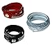 JGFinds Velvet and Rhinestone Wrap Around Bracelets - 3 Pack (Black, Red, Light Blue)