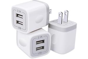 USB Plug, USB Wall Charger 3 Pack, GiGreen Dual Port USB Electrical Plug Cube 5V 2.1A Charging Block USB Outlet Plugs Compatible iPhone 15 14 13 12 11 X 8,Samsung S24 S23 S20 S10 S9 S8 Note 20,LG,Moto
