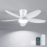 Surtime Ceiling Fans with Lights-36 Low Profile Ceiling Fan with Light and Remote/APP Control,Flush Mount,DC Reversible,LED Dimmable Modern Ceiling Fans for Bedroom,Indoor/Outdoor Patio Use(White)
