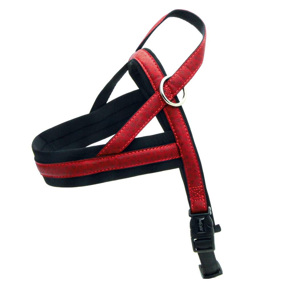 Croci My Lord Adjustable Swedish Leather Harness, 30-50 mm x 25 mm, Red