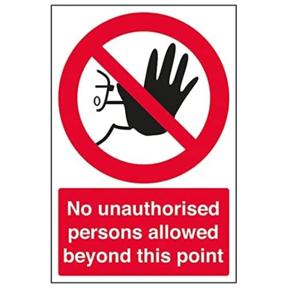 V Safety Eco Friendly Prohibition Access - No Unauthorised Persons Allowed Beyond Point - 300 x 400 mm Safety Sign — image 1
