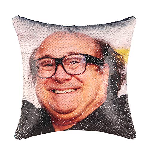 Hythillow Danny Devito Funny Sequin Throw Pillow Cover Magic Reversible