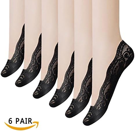 Women's Socks 3-6 Pairs Ultra Low Cut Nylon Casual Socks Slip Resistant Socks. (Black-6)