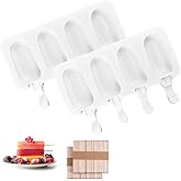 2 Pcs Popsicle Mold 4 Cavities Silicone Cakesicle Small Popcical Molds for Ice Pop Makers Homemade DIY Cream with 100pcs Wood