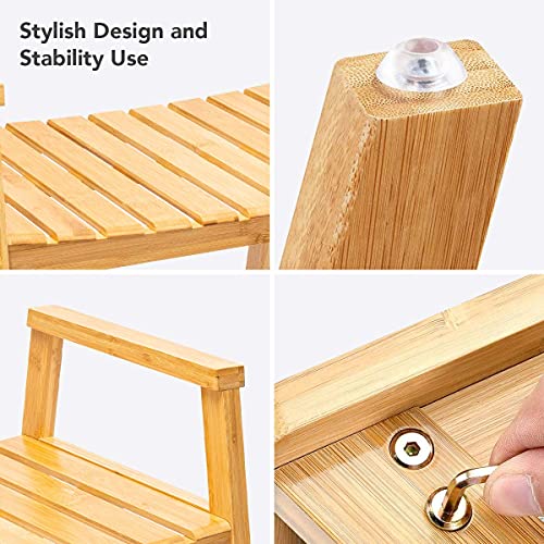 OasisSpace Bamboo Shower Bench Waterproof Shower Chair Seat Stool