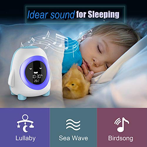 Kids Alarm Clock, Childrens Sleep Trainer with Night Lights, Sleep
