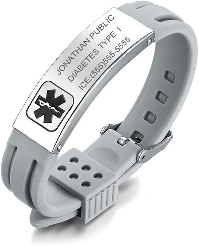 Personalized Engraving Silicone Comfort Sport Wristband Emergency