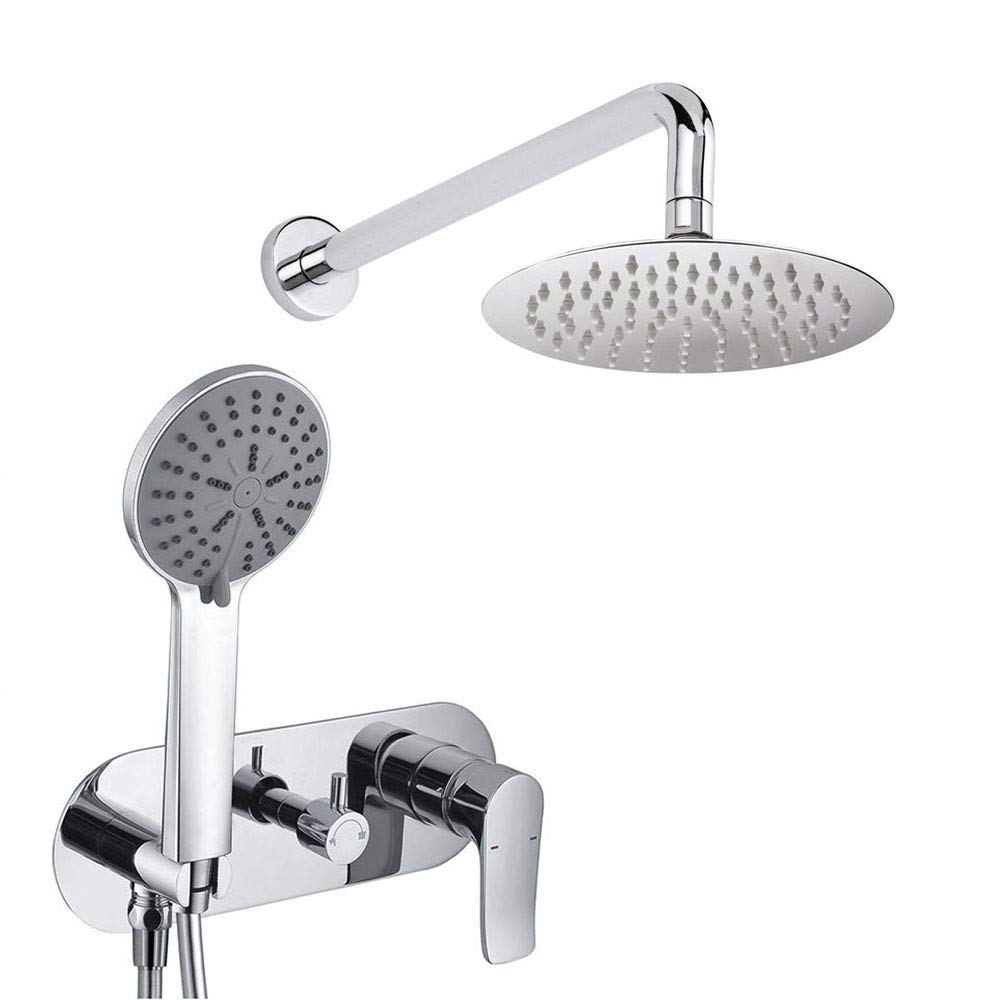 Oxen 423351 SAR Flush Mixer Tap Wall Outlet Includes: Extra Flat Sprayer, Bracket, Flexo, Handle and Recessed Shower Arm with Round Chrome Gloss Finish