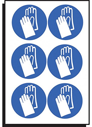Caledonia Signs 55037 Hand Protection Symbol, 100 mm Diameter (Pack of 6)