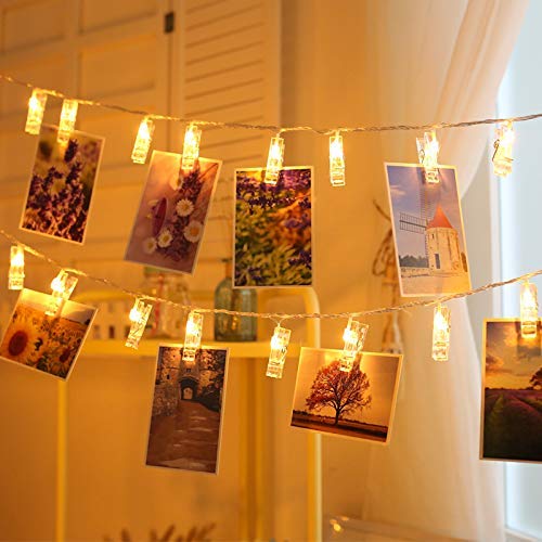 Quace 20 Pcs Photo Clips String Light Battery Powered(Not Included) Diwali Christmas Wedding Festival Decoration Light