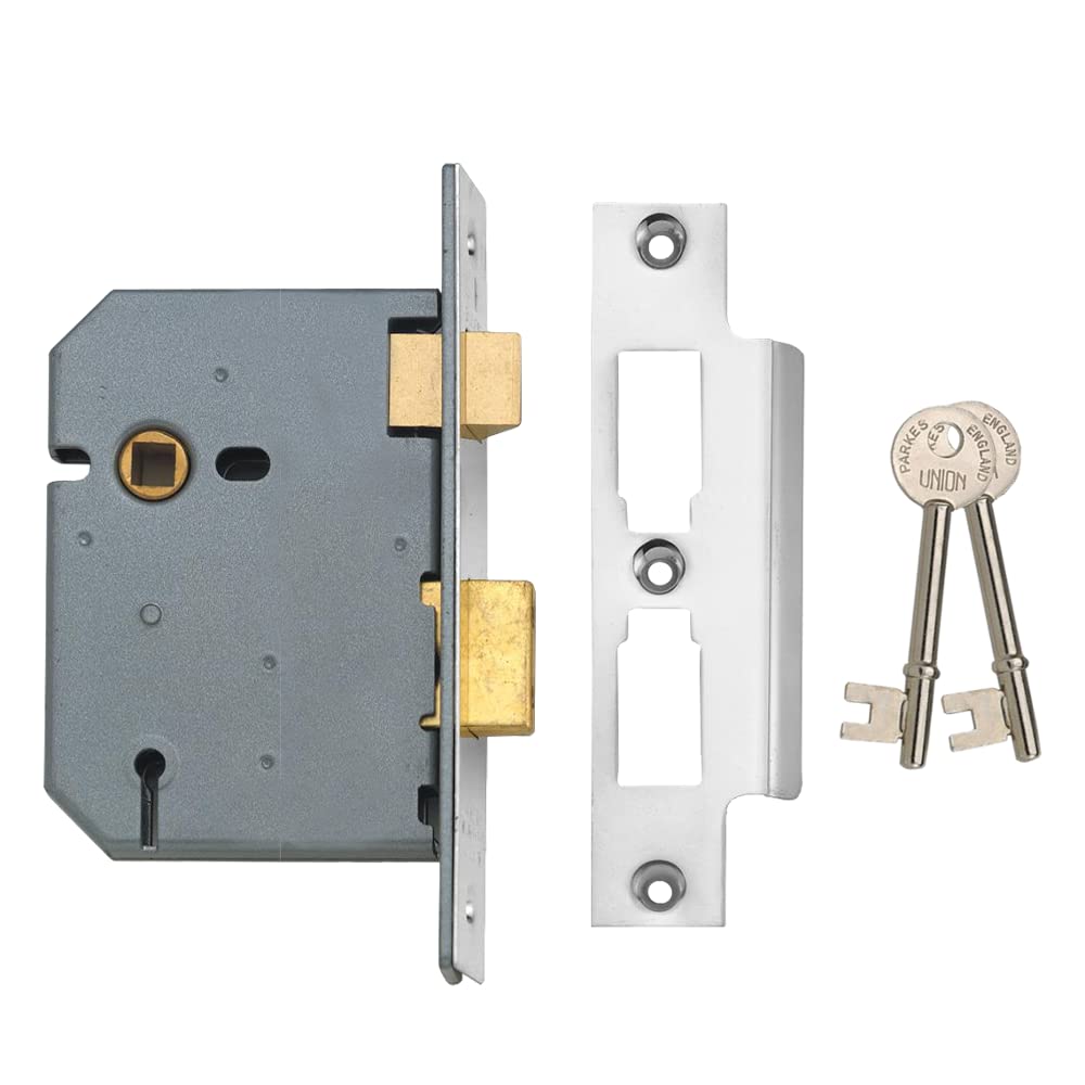 Union Locks 2277 3 Lever Mortice Sash Lock 77.5mm - Satin Chrome (Boxed)
