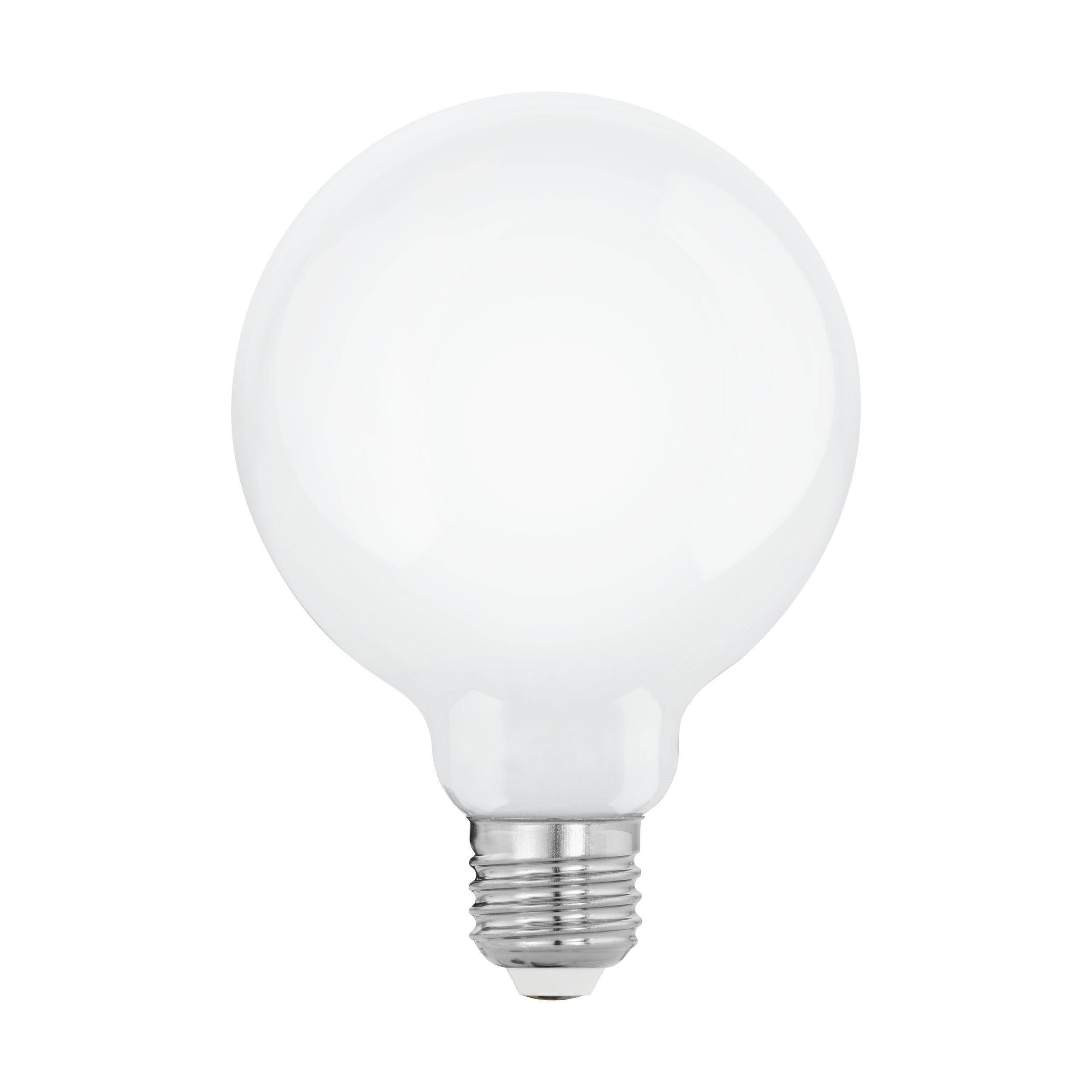 Eglo Dimmable E27 LED Light Bulb, Opaque Edison Globe lamp, 7.5 watt (Equivalent to 60 watt), 806 Lumen, Warm White Glow, 2700 Kelvin, White Opal, G95, Ø 3.7" — image 1