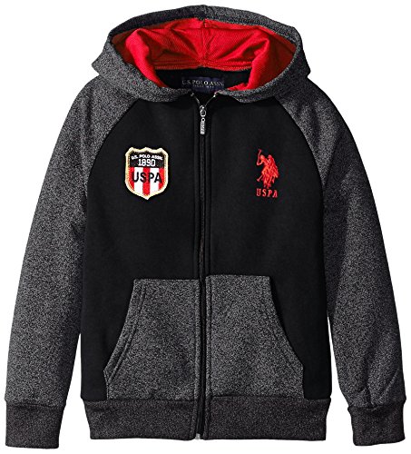 U.S. Polo Assn. Big Boys' Fleece Color Block Jacket, Harvest Orange, 14/16