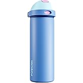 POWCAN 24 oz Metal Sports Water Bottle: 2-in-1 Push-Button Spout & Quick-Flip Straw, Leakproof, Cold 24Hrs, Lockable, Fits Car Cup Holder, Insulated Steel Cup for School, Hiking, Gift (Ohana Blue)