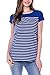 Smallshow Women's Maternity Nursing Tops Breastfeeding T-Shirt Large Blue