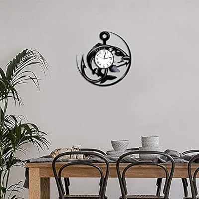 Kovides Fishing Vinyl Clock 12 Inch for Boyfriend Hobby Original Home Decor Fishing Vinyl Record Wall Clock Activity… 51TnY wYSoL