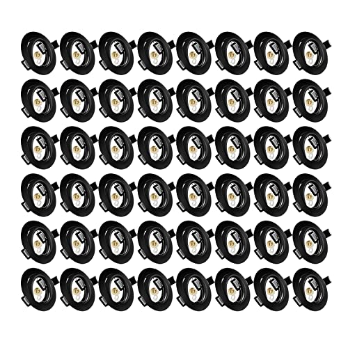 Tofisr Einbaustrahler GU10 Set, Schwenkbar LED Spot Einbaurahmen Rund Schwarz, Einbauleuchte Einbaurahmen Optik, Inkl. GU10 Fassung für LED Oder Halogen Leuchtmittel, 48 Stück