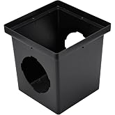 NDS 1200 Square Catch Basin Drain with 2 Openings, Connect to 3 Inch, 4 Inch, 6 Inch &amp; 8 Inch Drain Pipes, Manages Heavy Water Flows, 12 Inch, Plastic, Black