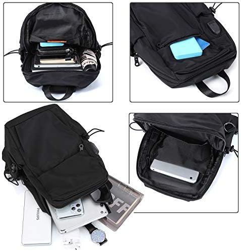Small Black Sling Crossbody Backpack Shoulder Bag for Men Women, Lightweight One Strap Backpack Sling Bag Backpack for Hiking Walking Biking Travel Cycling USB Charger Port-Nylon 8 Small Black Sling Crossbody Backpack Shoulder Bag for Men Women, Lightweight One Strap Backpack Sling Bag Backpack for Hiking Walking Biking Travel Cycling USB Charger Port-Nylon