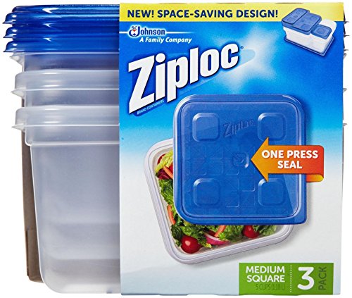 Ziploc Container, Medium Square - 40 oz - 3 ct